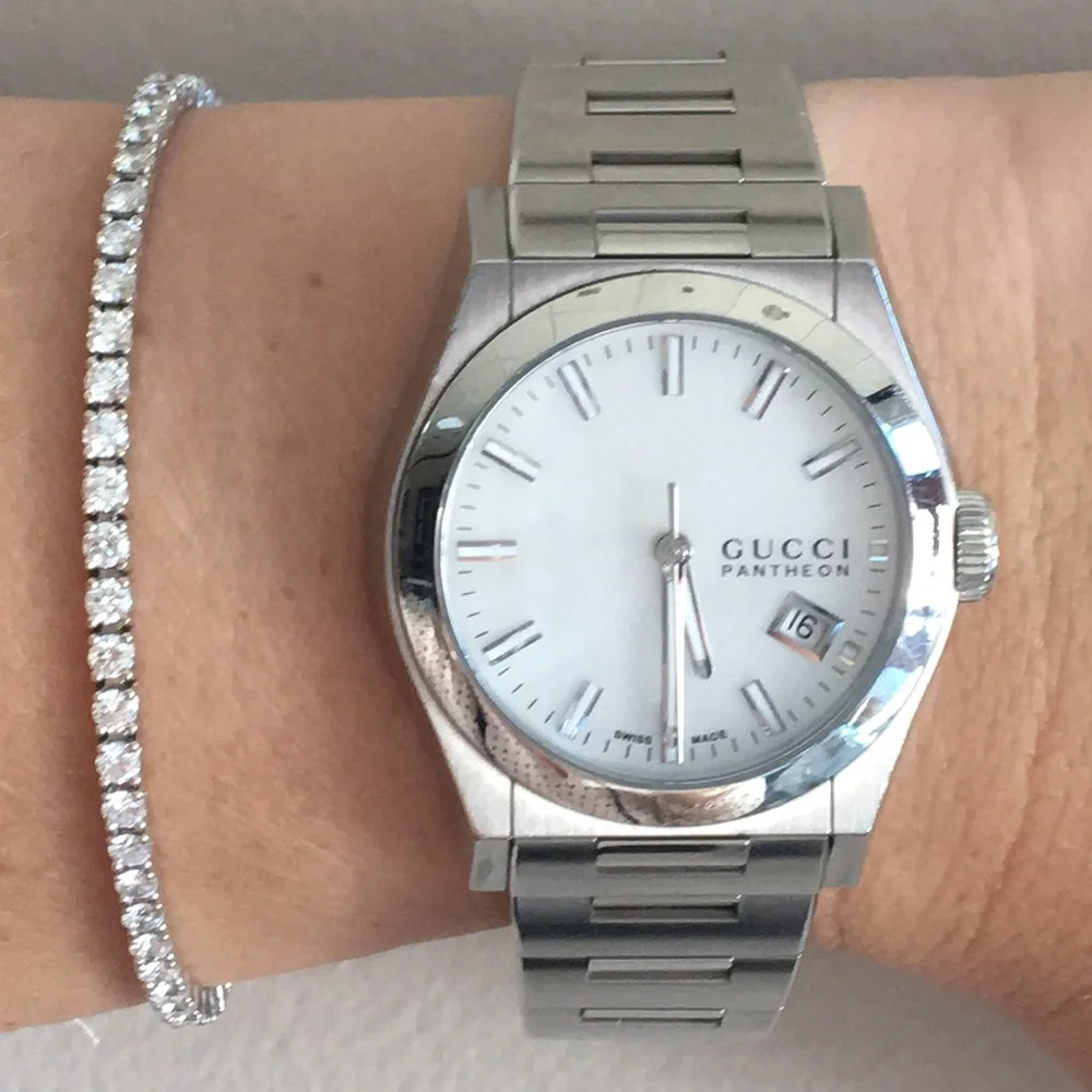 Gucci Stainless Steel Silver White Dial Pantheon Women’s Watch